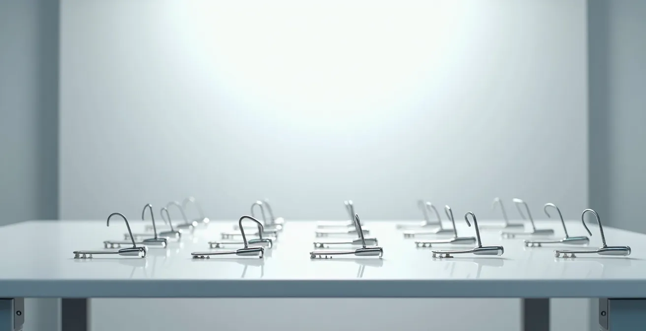 Table de travail avec différents outils de programmation de clés automobiles