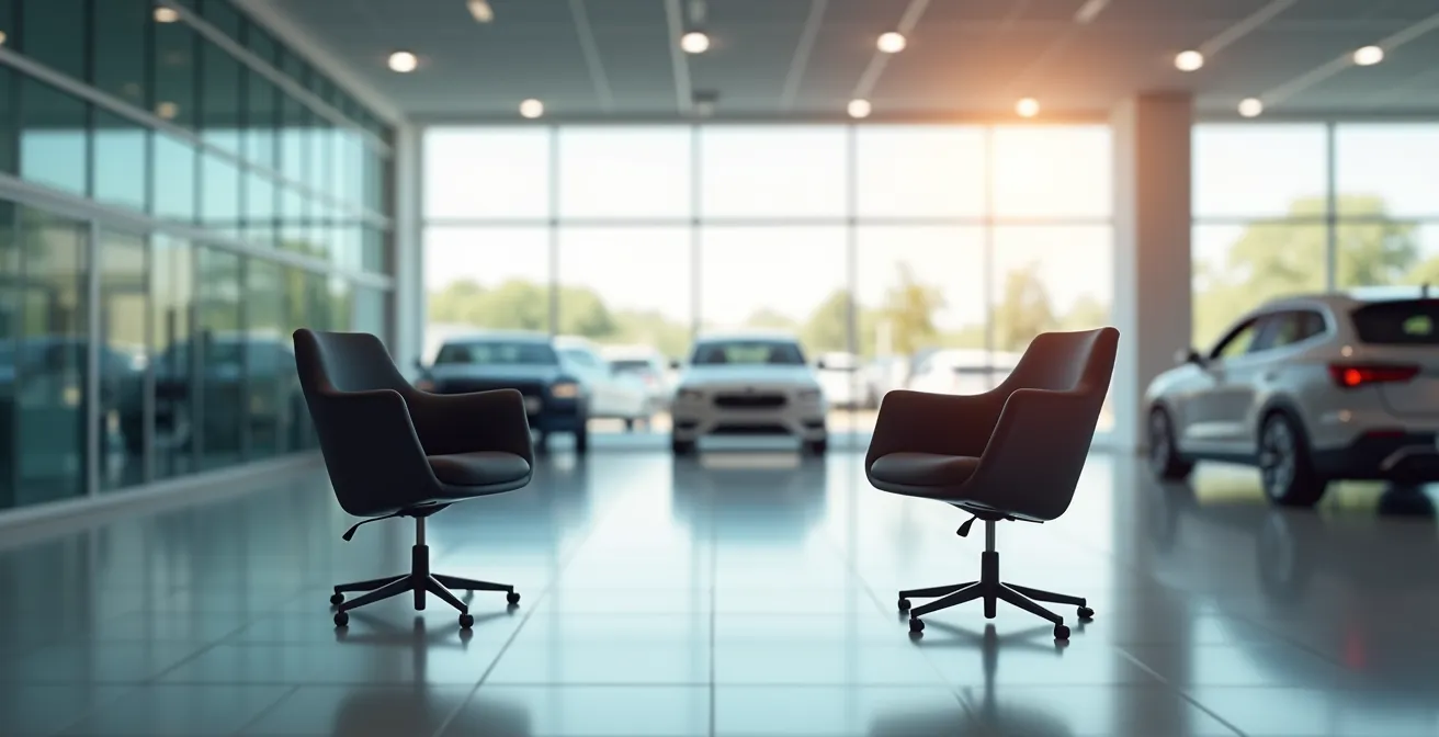 Environnement de concession automobile avec focus sur l'espace de négociation